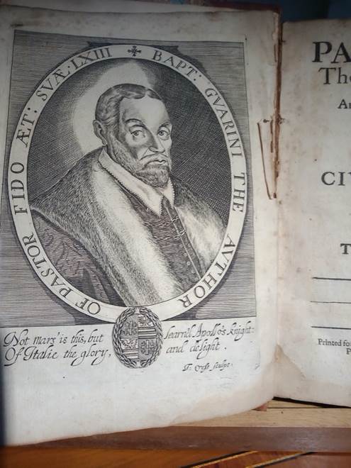 Portrait frontispiece of Guarini from the 1648 edition of Fanshawe’s Il Pastor Fido